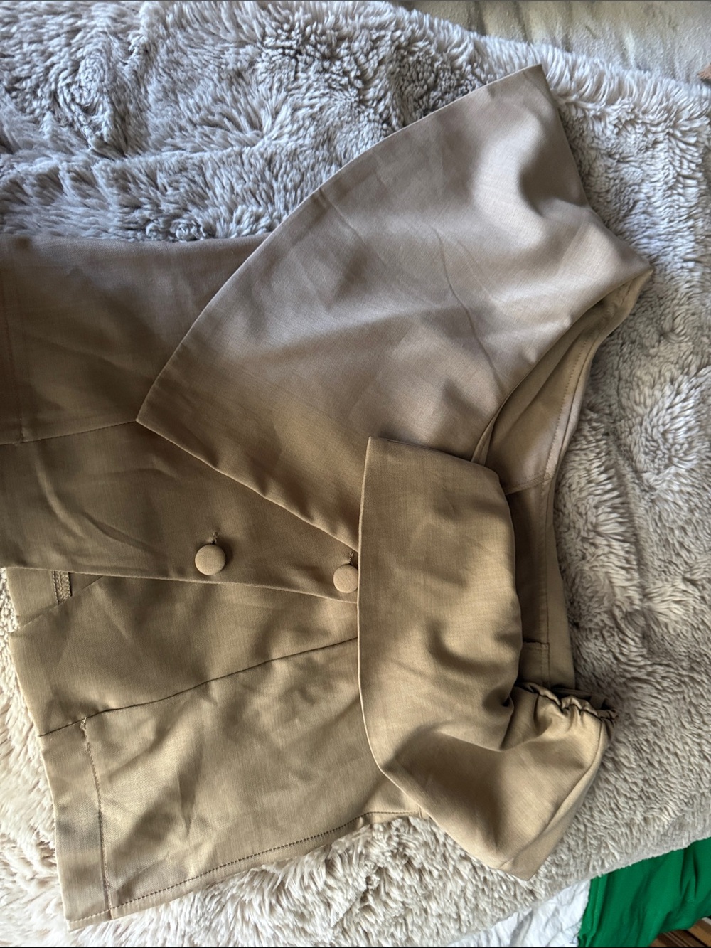SHEIN Tan Short Tailored Blazer with Covered Buttons
